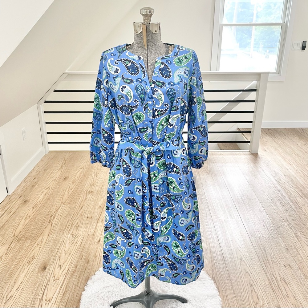 NWT S M L XL XXL Blue green and white bohemian colorful midi dress with pockets